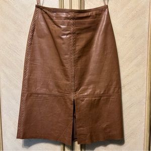 Banana Republic Tan whip stitched Western Boho Leather Skirt